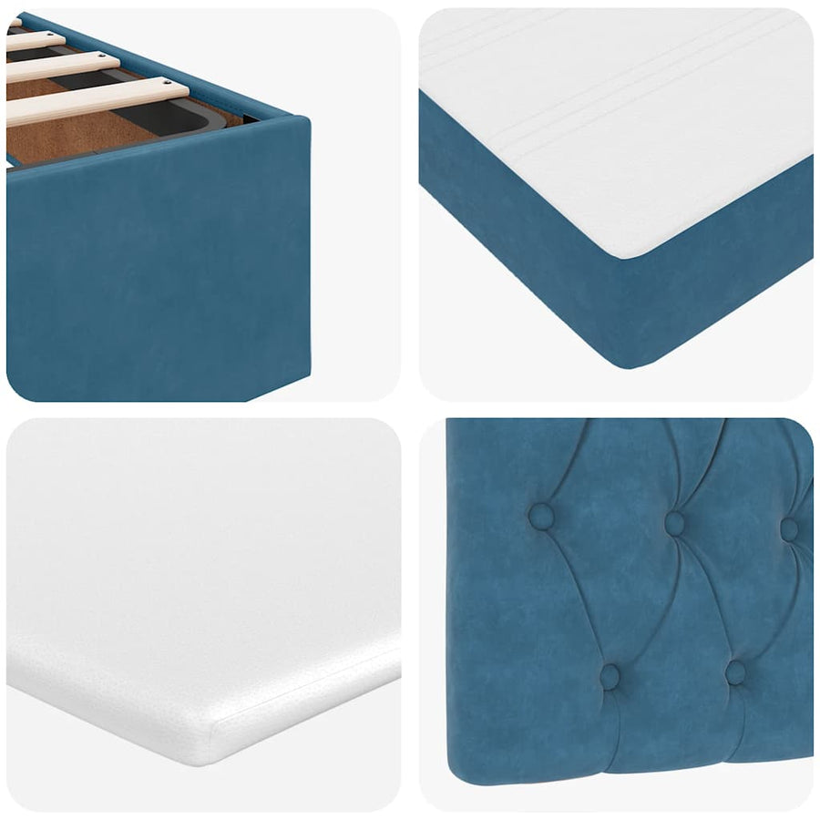 Ottoman bed met matrassen 200x200cm fluweel donkerblauw