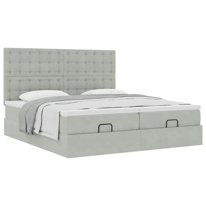 Ottoman bed met matrassen 160x200cm fluweel lichtgrijs