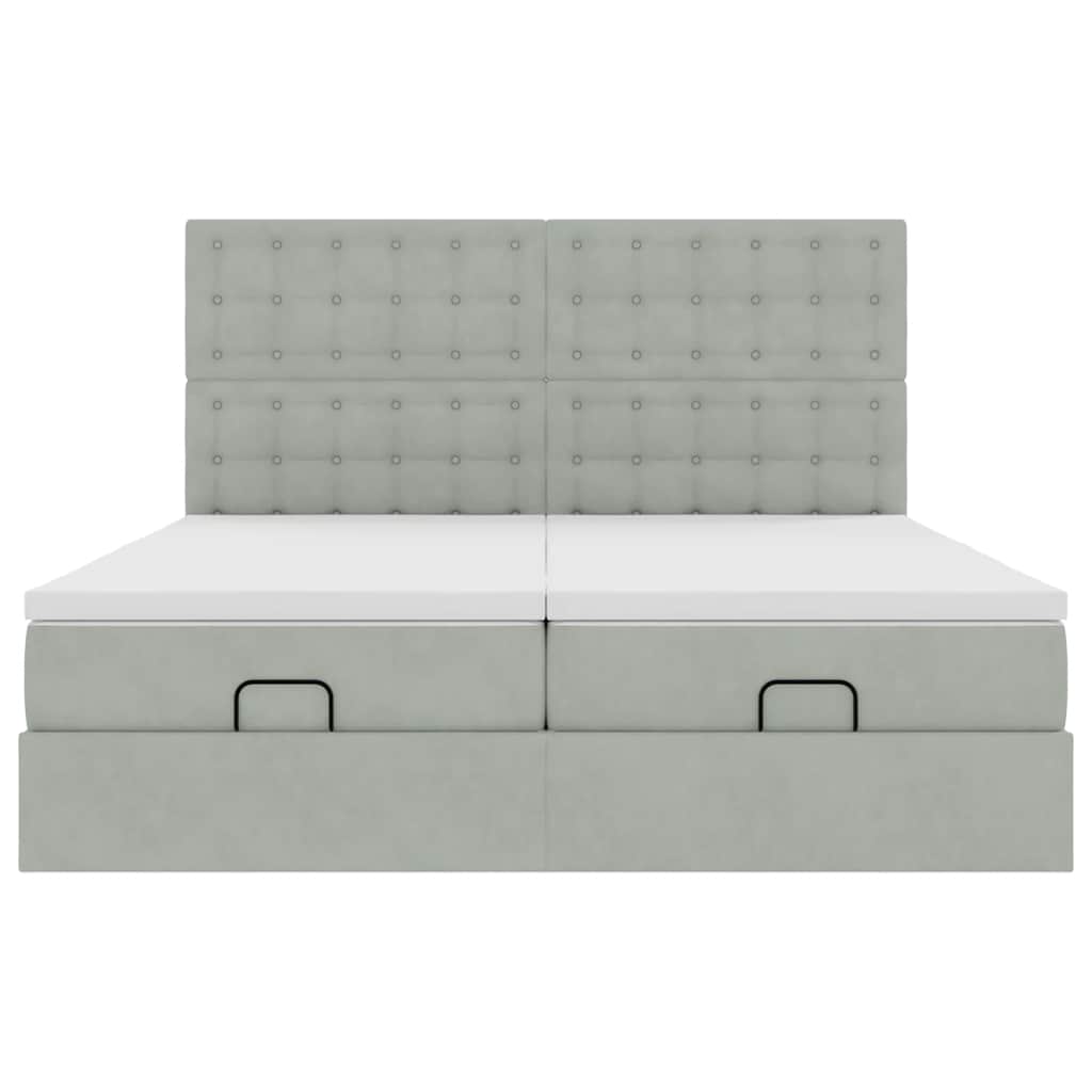 Ottoman bed met matrassen 160x200cm fluweel lichtgrijs