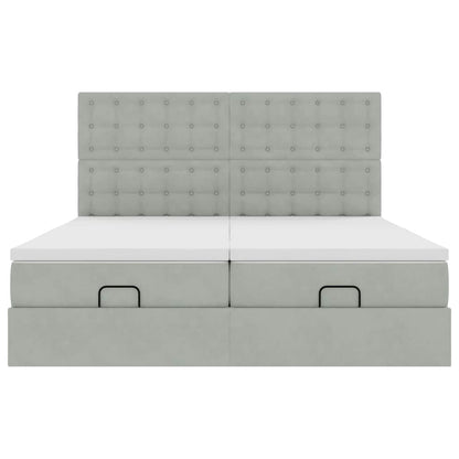 Ottoman bed met matrassen 160x200cm fluweel lichtgrijs