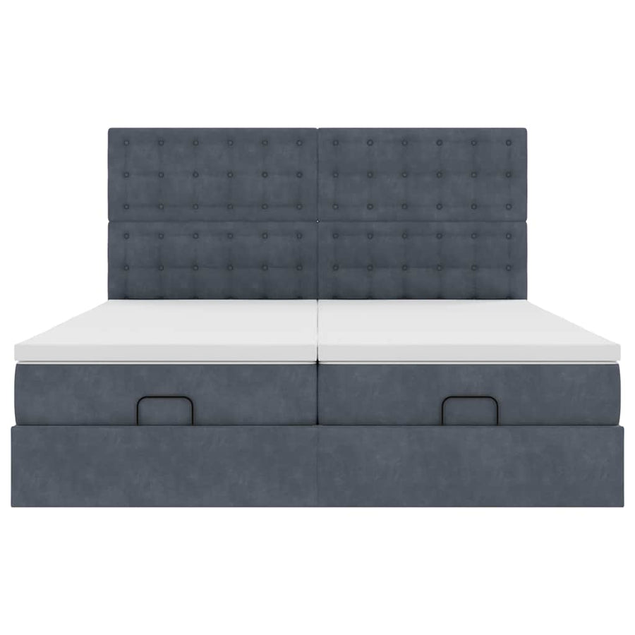 Ottoman bed met matrassen 160x200cm fluweel donkergrijs