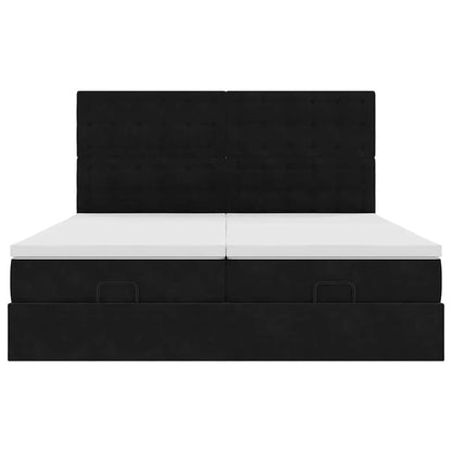 Ottoman bed met matrassen 160x200cm fluweel zwart