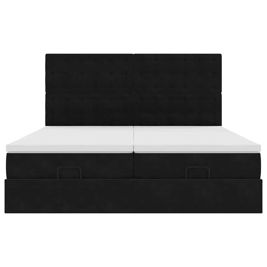 Ottoman bed met matrassen 160x200cm fluweel zwart