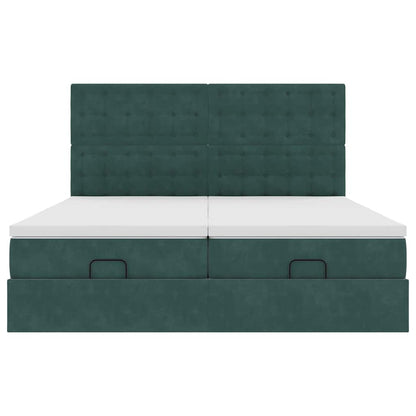 Ottoman Bed Met Matrassen 160X200Cm Fluweel 160 x 200 cm Donkergroen