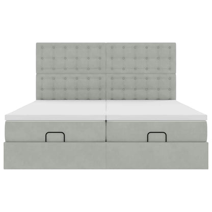 Ottoman bed met matrassen 180x200cm fluweel lichtgrijs
