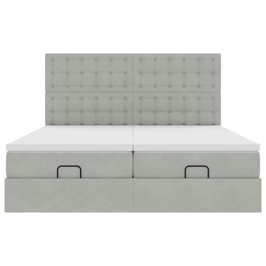 Ottoman bed met matrassen 180x200cm fluweel lichtgrijs