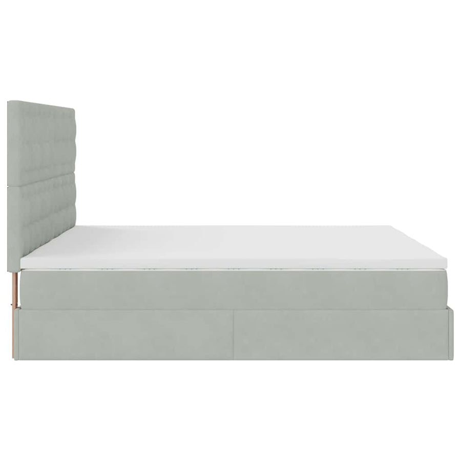 Ottoman bed met matrassen 180x200cm fluweel lichtgrijs