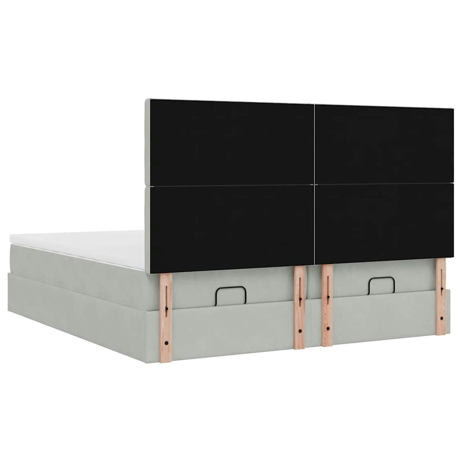 Ottoman bed met matrassen 180x200cm fluweel lichtgrijs