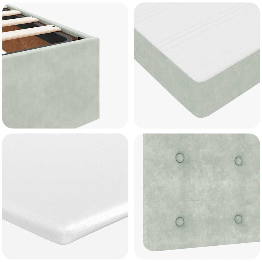 Ottoman bed met matrassen 180x200cm fluweel lichtgrijs