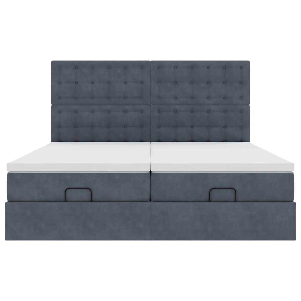 Ottoman bed met matrassen 180x200cm fluweel donkergrijs