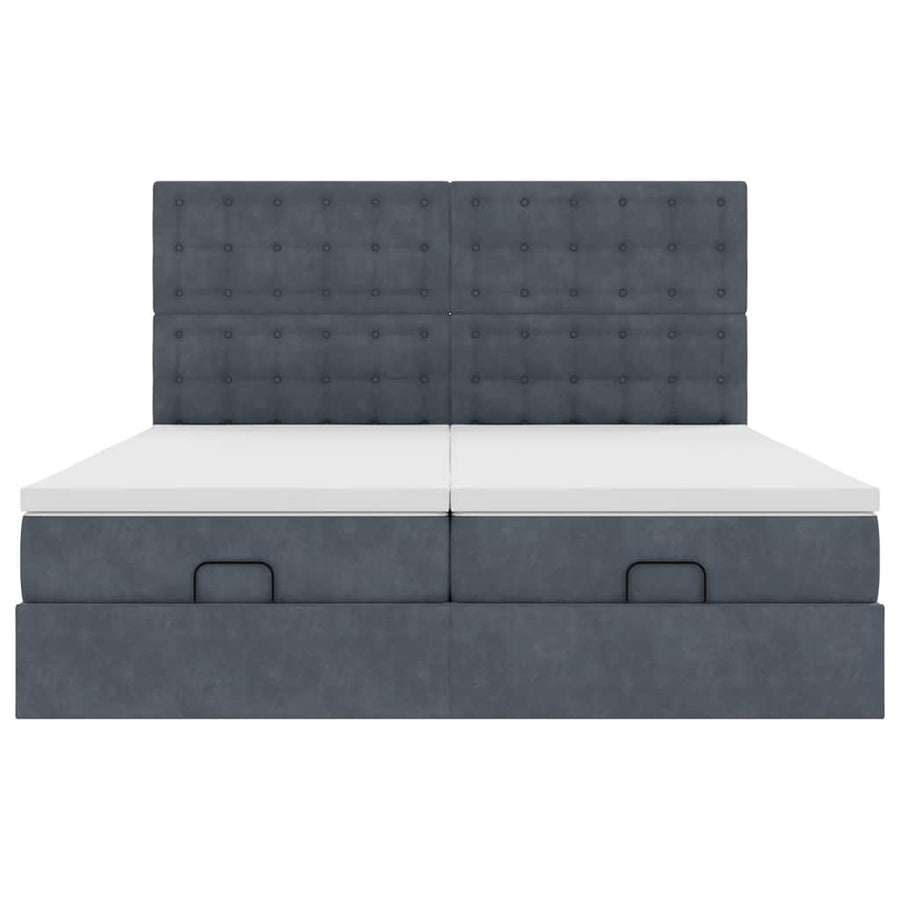 Ottoman bed met matrassen 180x200cm fluweel donkergrijs