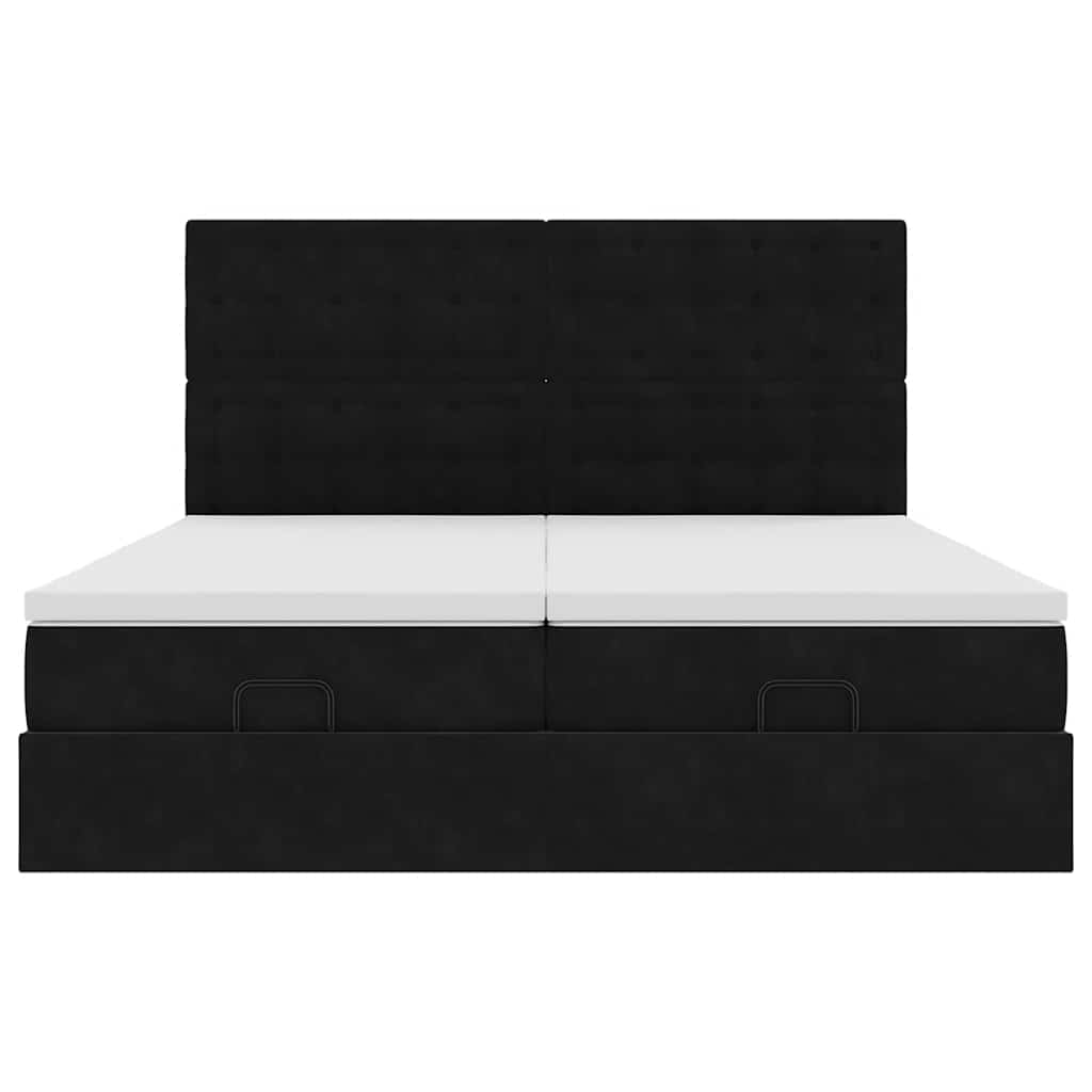 Ottoman bed met matrassen 180x200cm fluweel zwart
