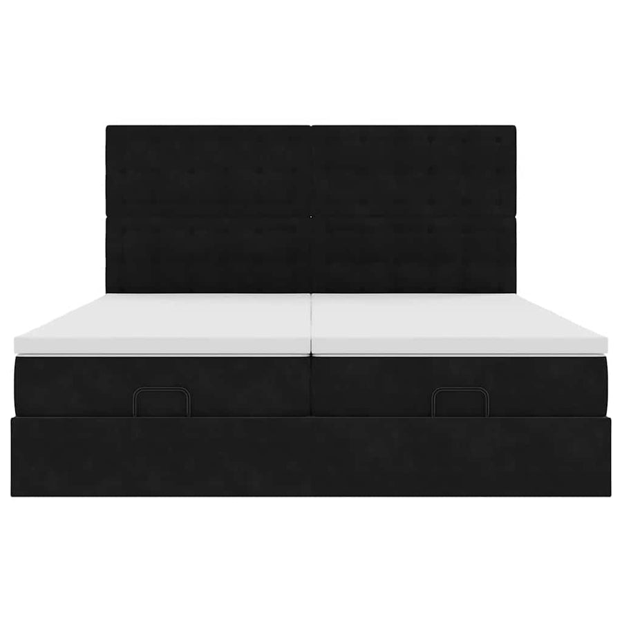 Ottoman bed met matrassen 180x200cm fluweel zwart