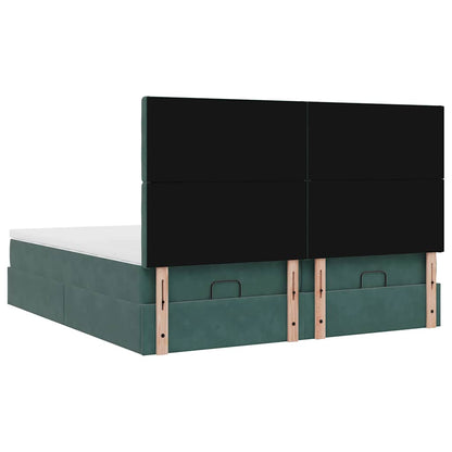 Ottoman bed met matrassen 180x200cm fluweel donkergroen