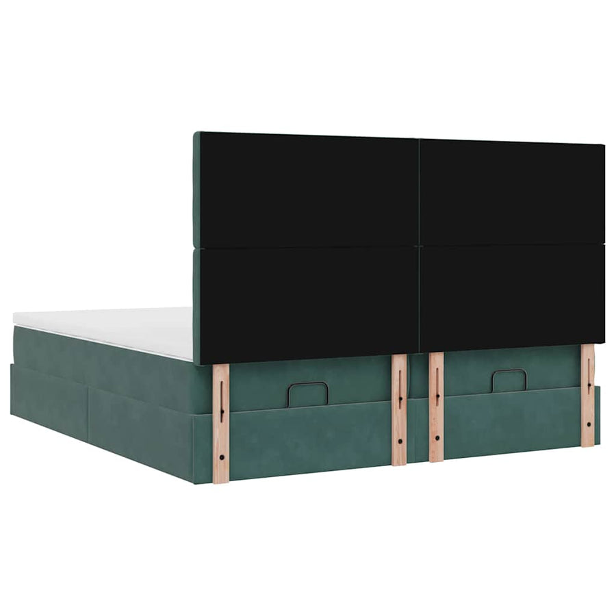 Ottoman bed met matrassen 180x200cm fluweel donkergroen