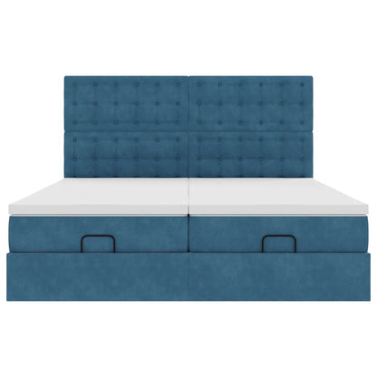 Ottoman bed met matrassen 180x200cm fluweel donkerblauw