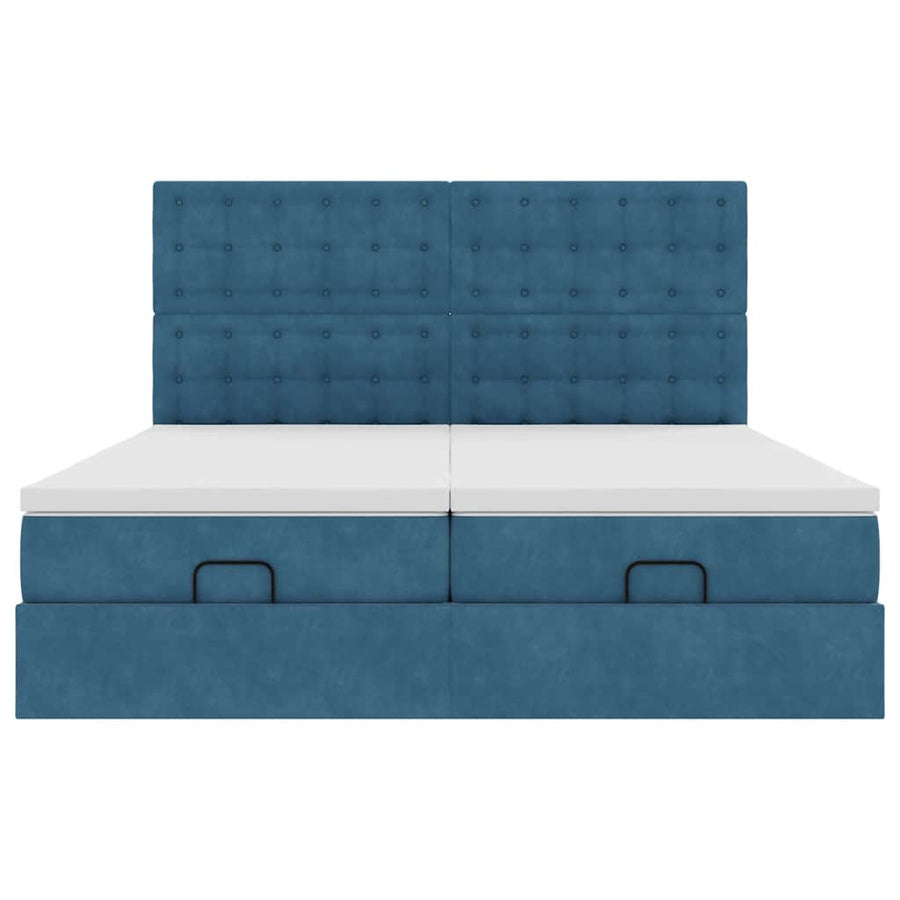 Ottoman bed met matrassen 180x200cm fluweel donkerblauw