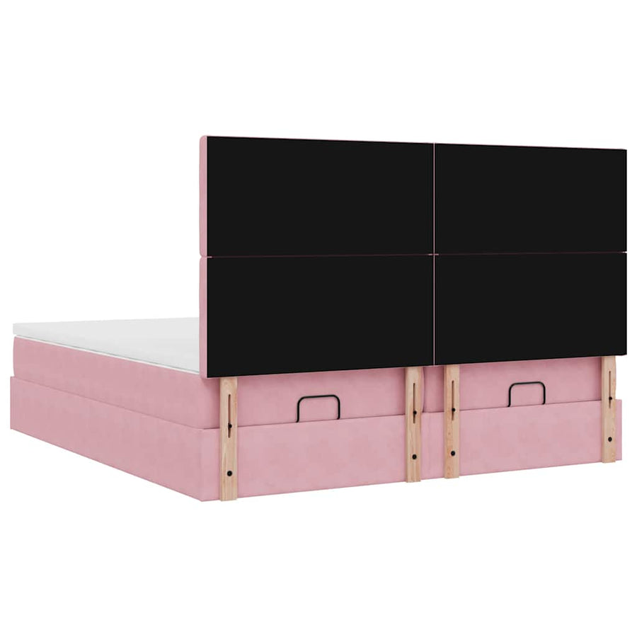 Ottoman bed met matrassen 180x200cm fluweel roze