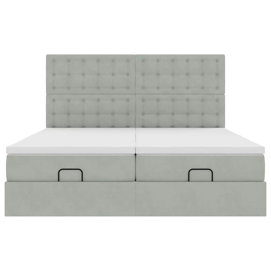 Ottoman bed met matrassen 200x200cm fluweel lichtgrijs