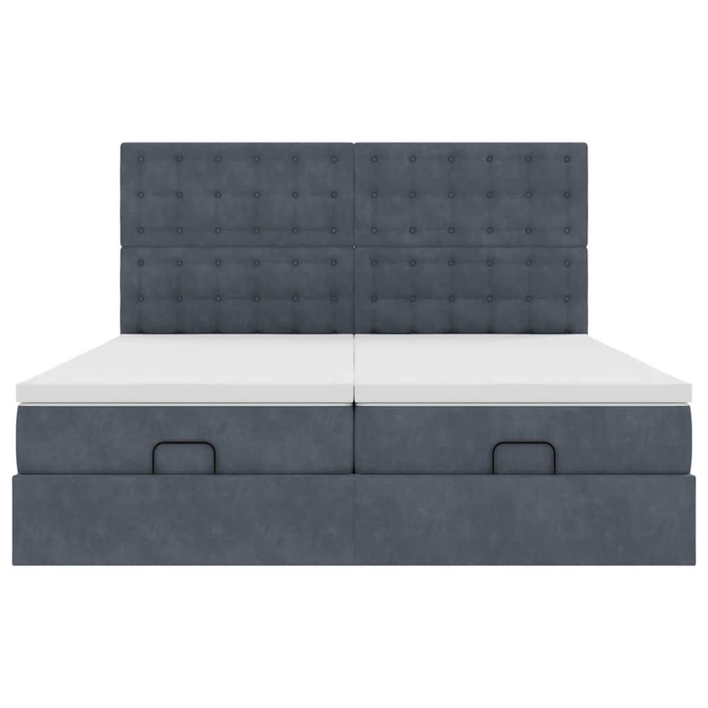 Ottoman bed met matrassen 200x200cm fluweel donkergrijs
