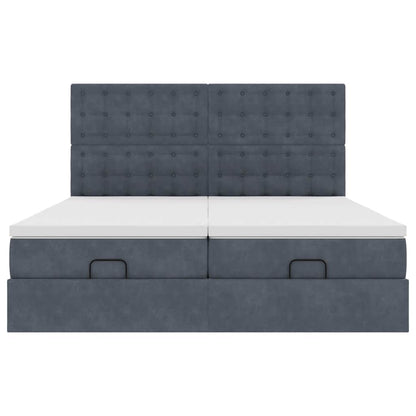 Ottoman bed met matrassen 200x200cm fluweel donkergrijs