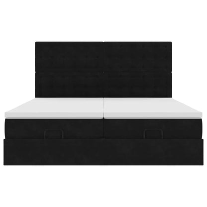 Ottoman bed met matrassen 200x200cm fluweel zwart