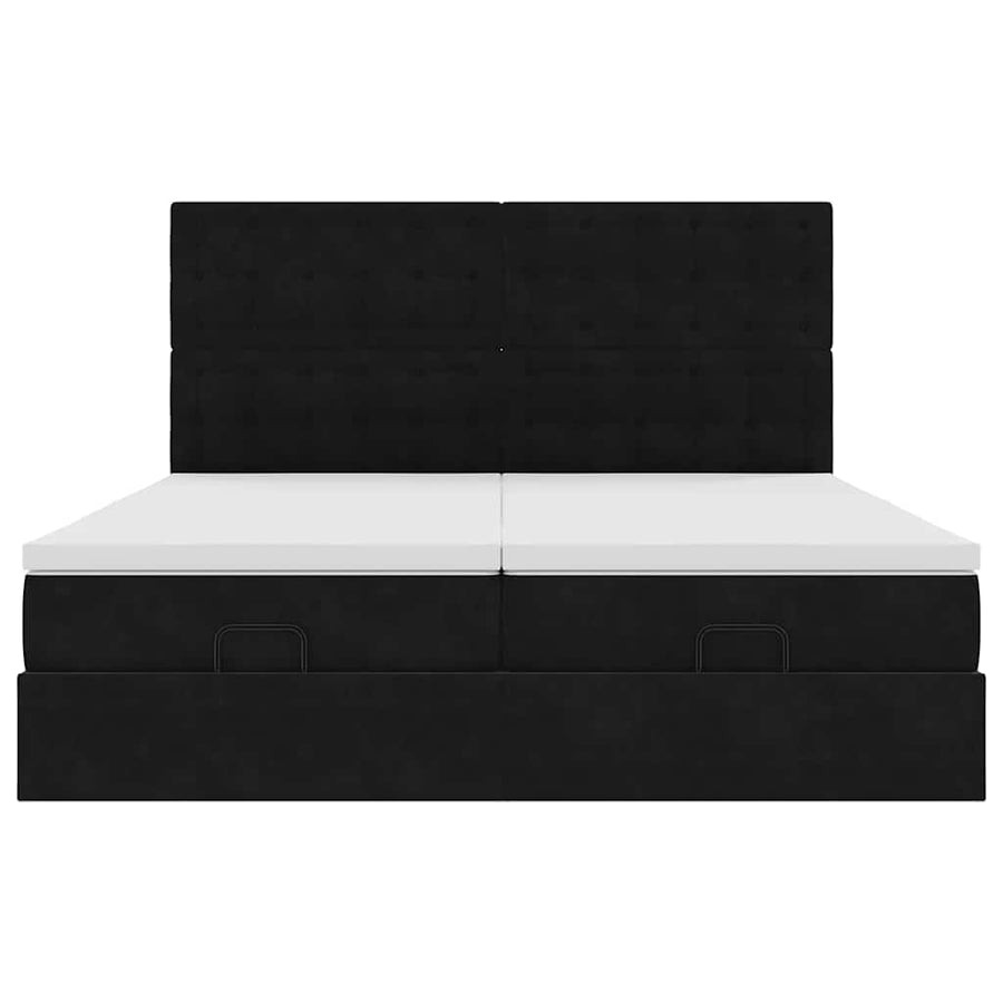 Ottoman bed met matrassen 200x200cm fluweel zwart