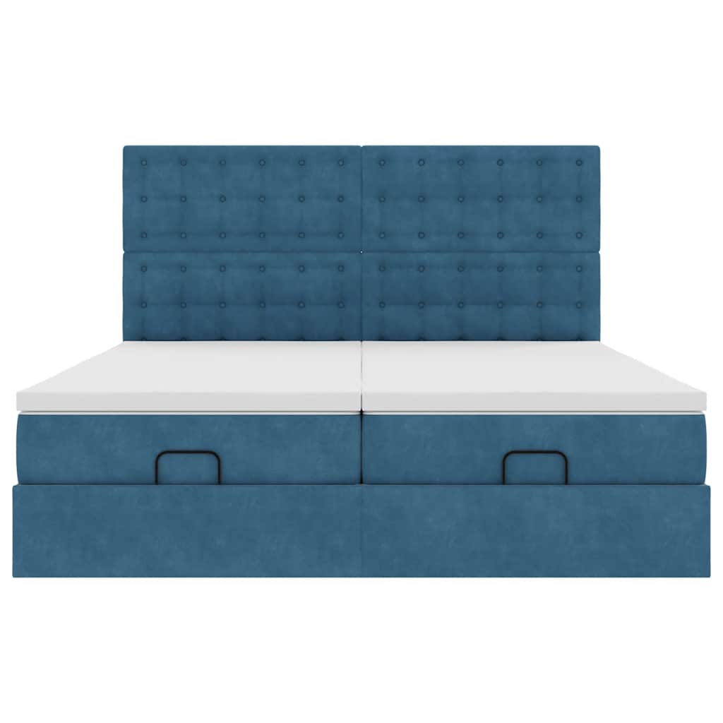 Ottoman bed met matrassen 200x200cm fluweel donkerblauw