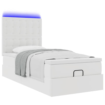 Ottoman bed met matras en LED's 80x200 cm kunstleer wit