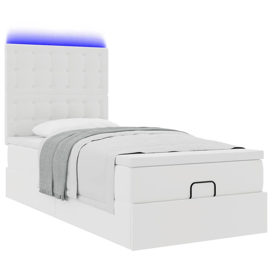 Ottoman bed met matras en LED's 80x200 cm kunstleer wit
