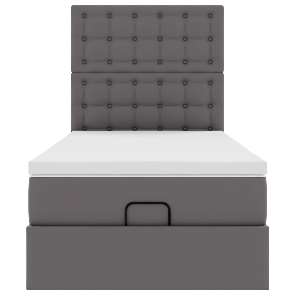 Ottoman bed met matras en LED's 80x200 cm kunstleer grijs