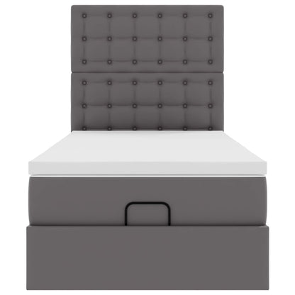 Ottoman bed met matras en LED's 80x200 cm kunstleer grijs