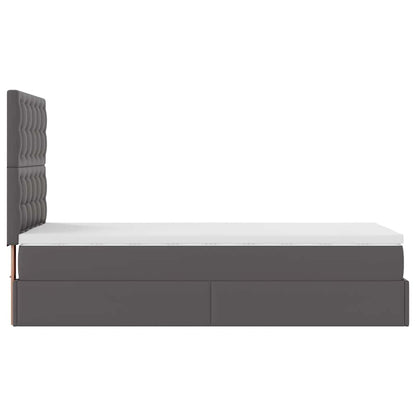 Ottoman bed met matras en LED's 80x200 cm kunstleer grijs