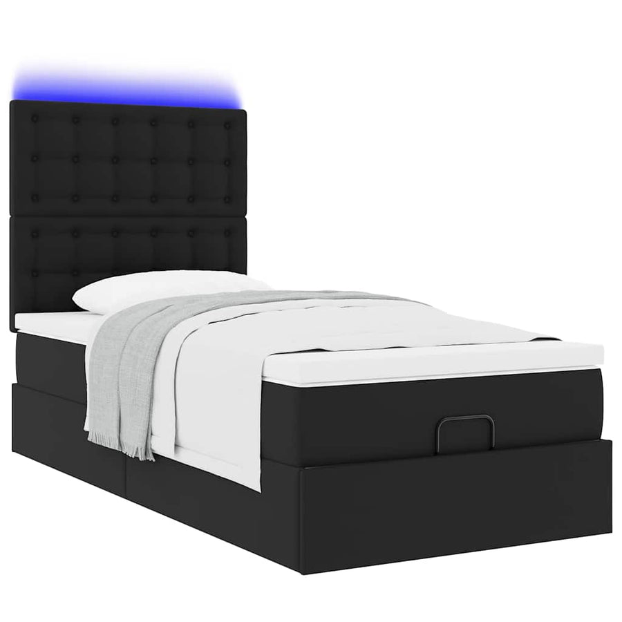 Ottoman bed met matras en LED's 90x190 cm kunstleer zwart