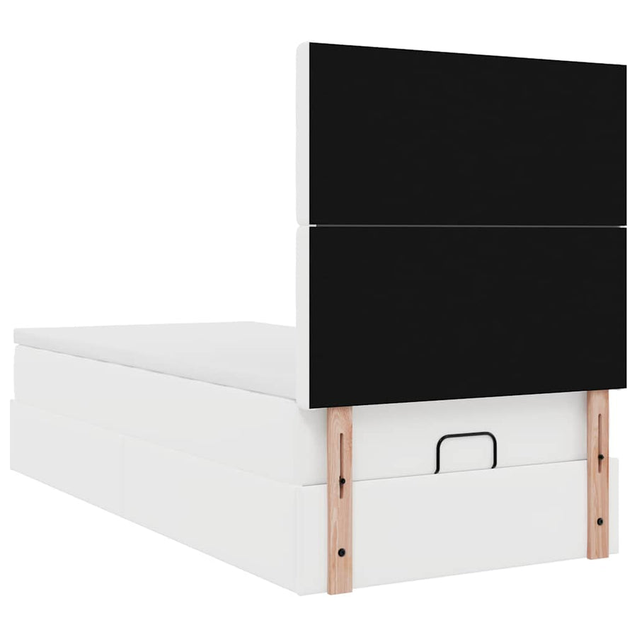 Ottoman Bed Met Matras En Led's 90X190Cm Kunstleer 90 x 190 cm Wit