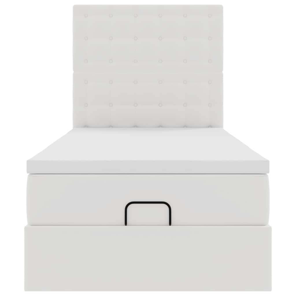 Ottoman Bed Met Matras En Led's 90X190Cm Kunstleer 90 x 190 cm Wit