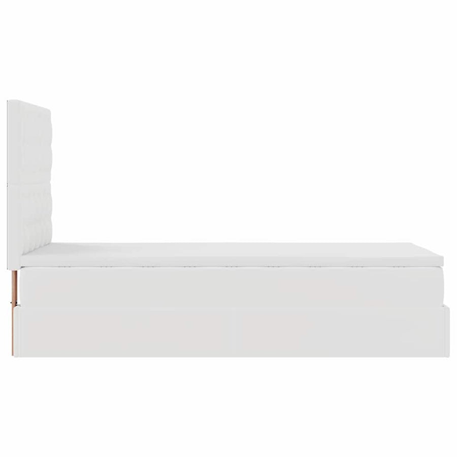 Ottoman Bed Met Matras En Led's 90X190Cm Kunstleer 90 x 190 cm Wit