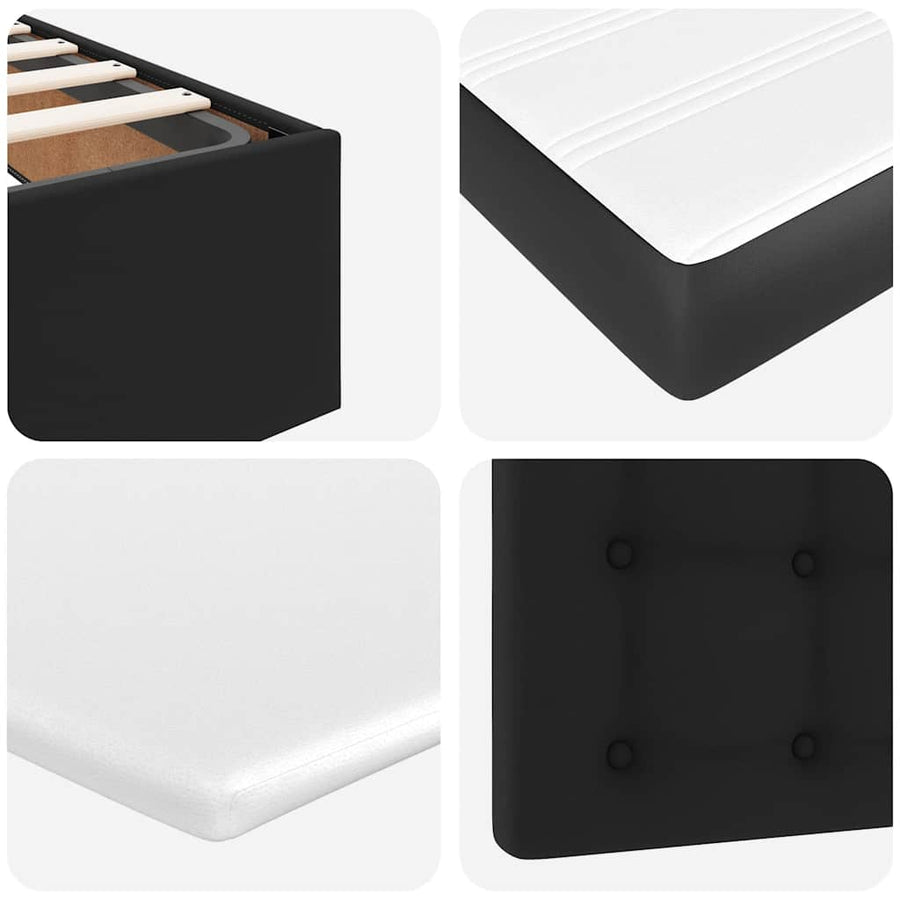 Ottoman bed met matras en LED's 90x200cm kunstleer zwart