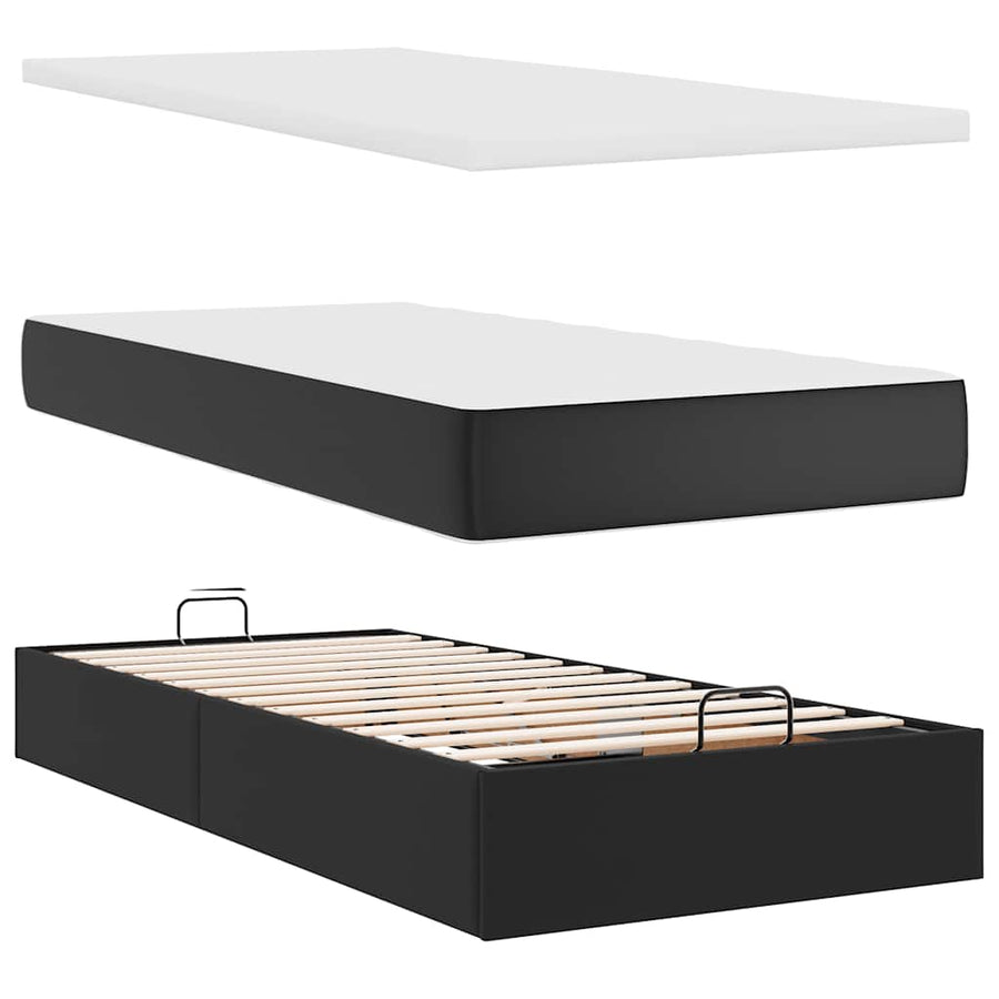 Ottoman bed met matras en LED's 90x200cm kunstleer zwart
