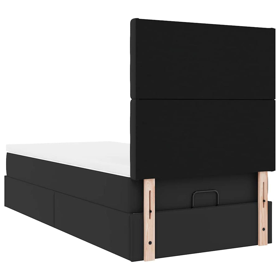 Ottoman bed met matras en LED's 90x200cm kunstleer zwart