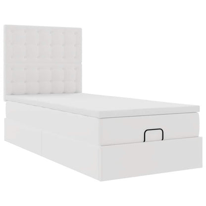 Ottoman bed met matras en LED's 90x200cm kunstleer wit