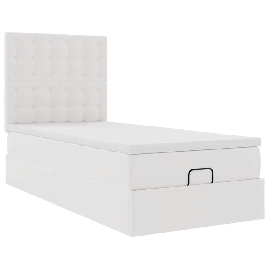Ottoman bed met matras en LED's 90x200cm kunstleer wit