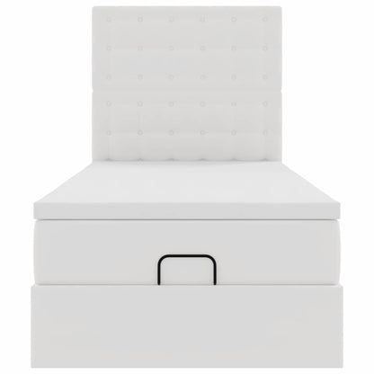 Ottoman bed met matras en LED's 90x200cm kunstleer wit