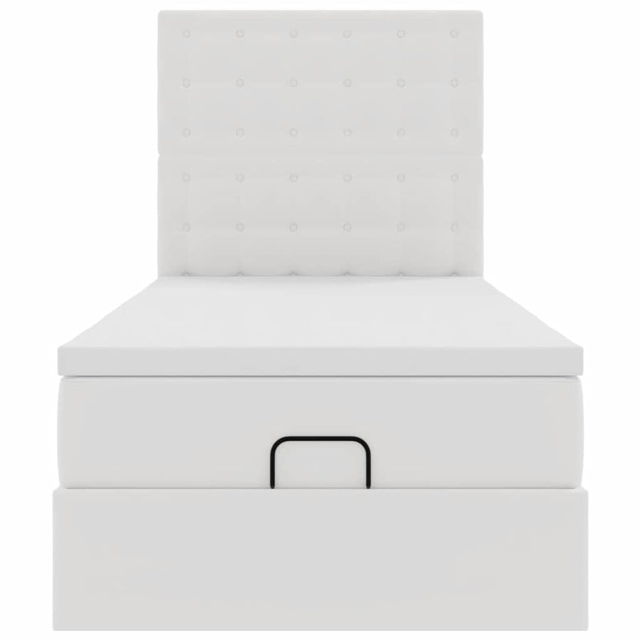 Ottoman bed met matras en LED's 90x200cm kunstleer wit