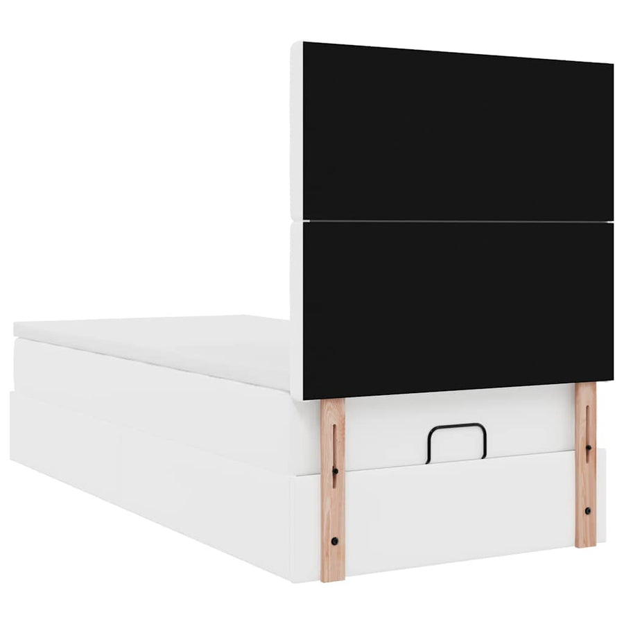 Ottoman bed met matras en LED's 90x200cm kunstleer wit