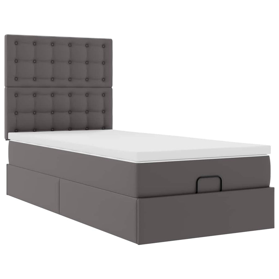 Ottoman bed met matras en LED's 90x200cm kunstleer grijs