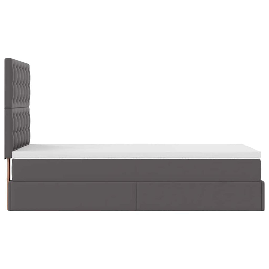 Ottoman bed met matras en LED's 90x200cm kunstleer grijs