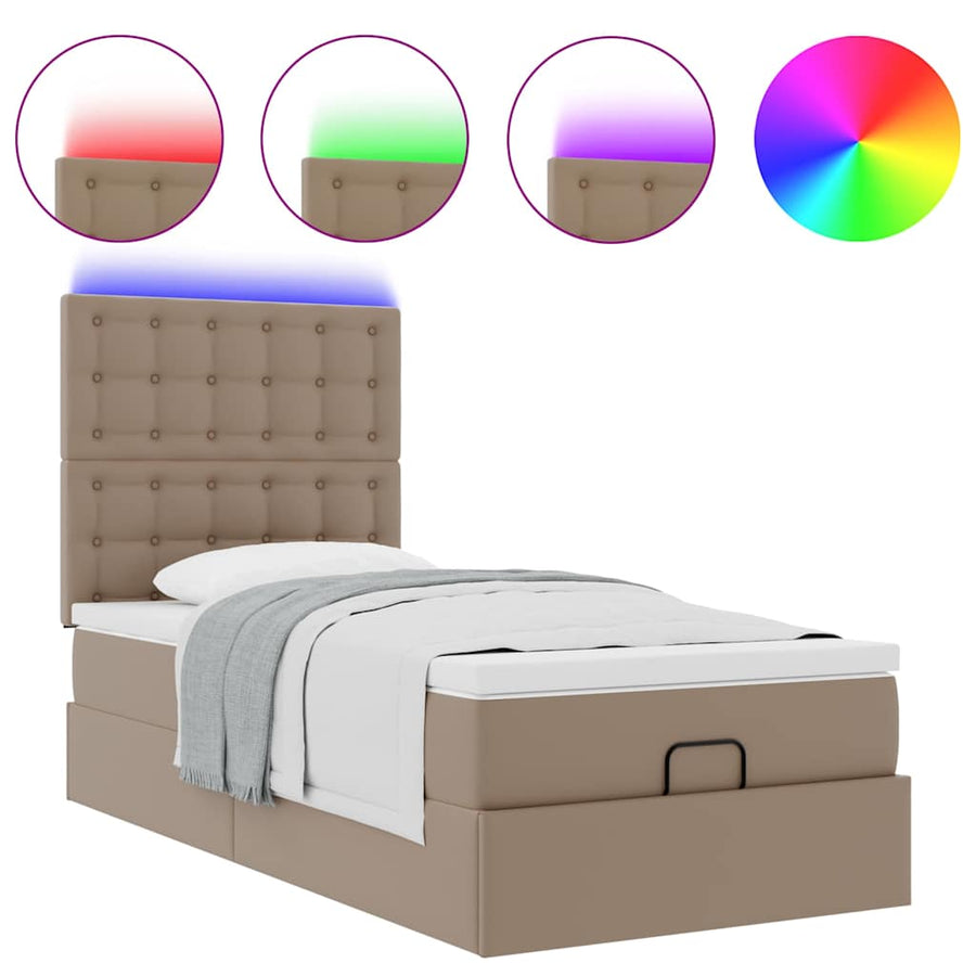 Ottoman bed met matras en LED's 90x200cm kunstleer