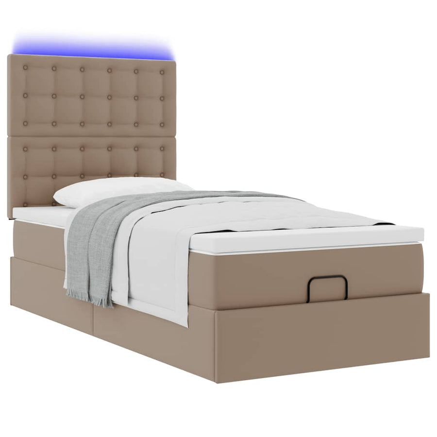 Ottoman bed met matras en LED's 90x200cm kunstleer