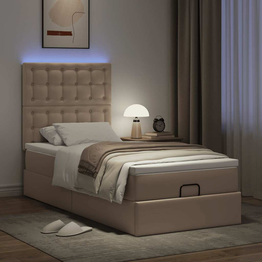 Ottoman bed met matras en LED's 90x200cm kunstleer
